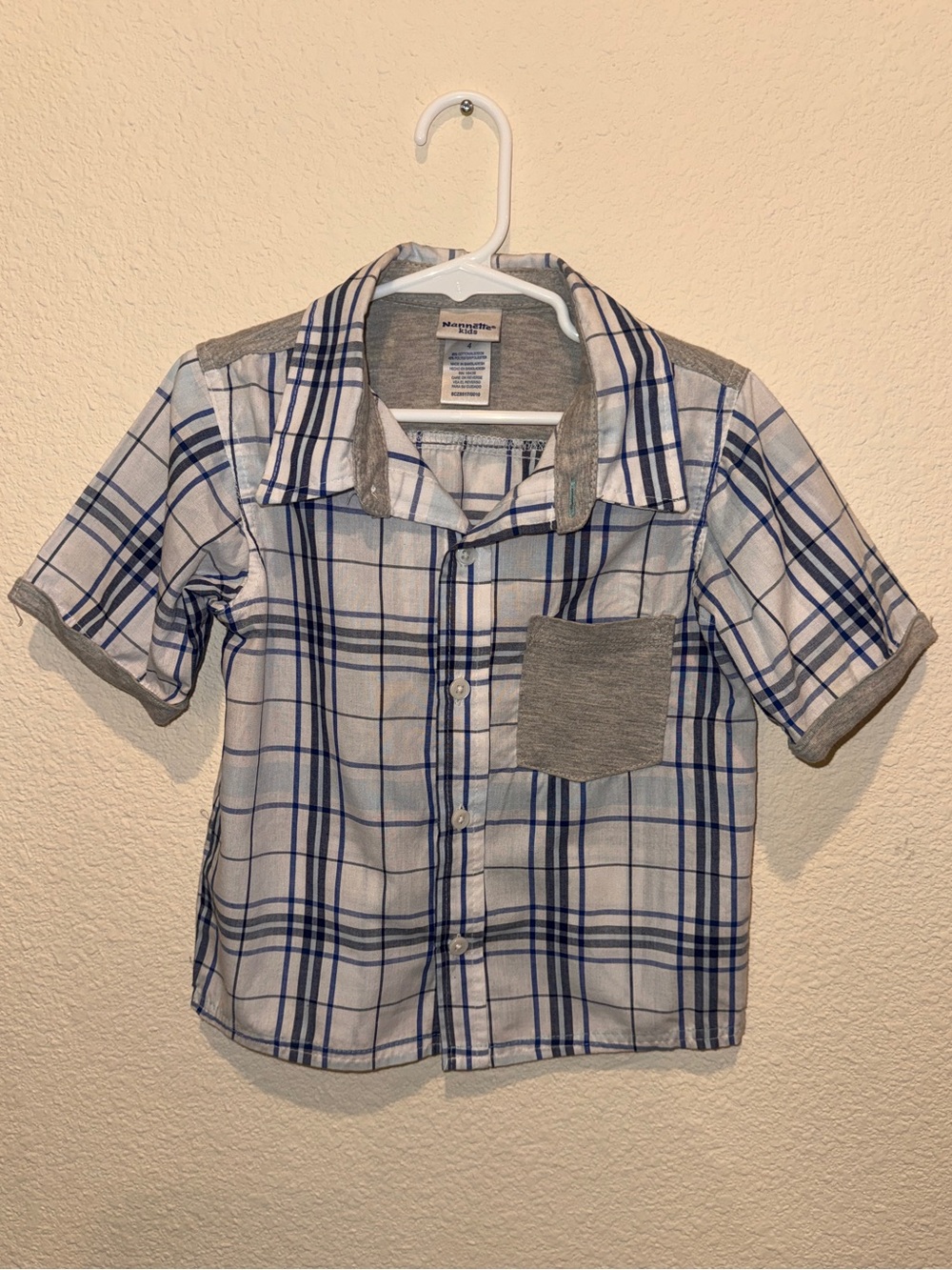 Kids Blue and White Plaid Button-Up Shirt by Nannette Kids (size 4) - Picture 6 of 9